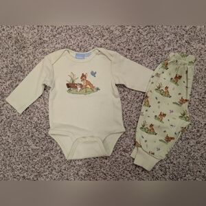 2 Pc Pajamas or outfit Disney Boy 3m Bambi Green